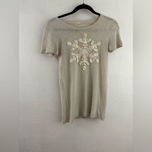 J Crew Factory Sequin Snowflake Short Sleeve Shirt size XS - Picture 1 of 6